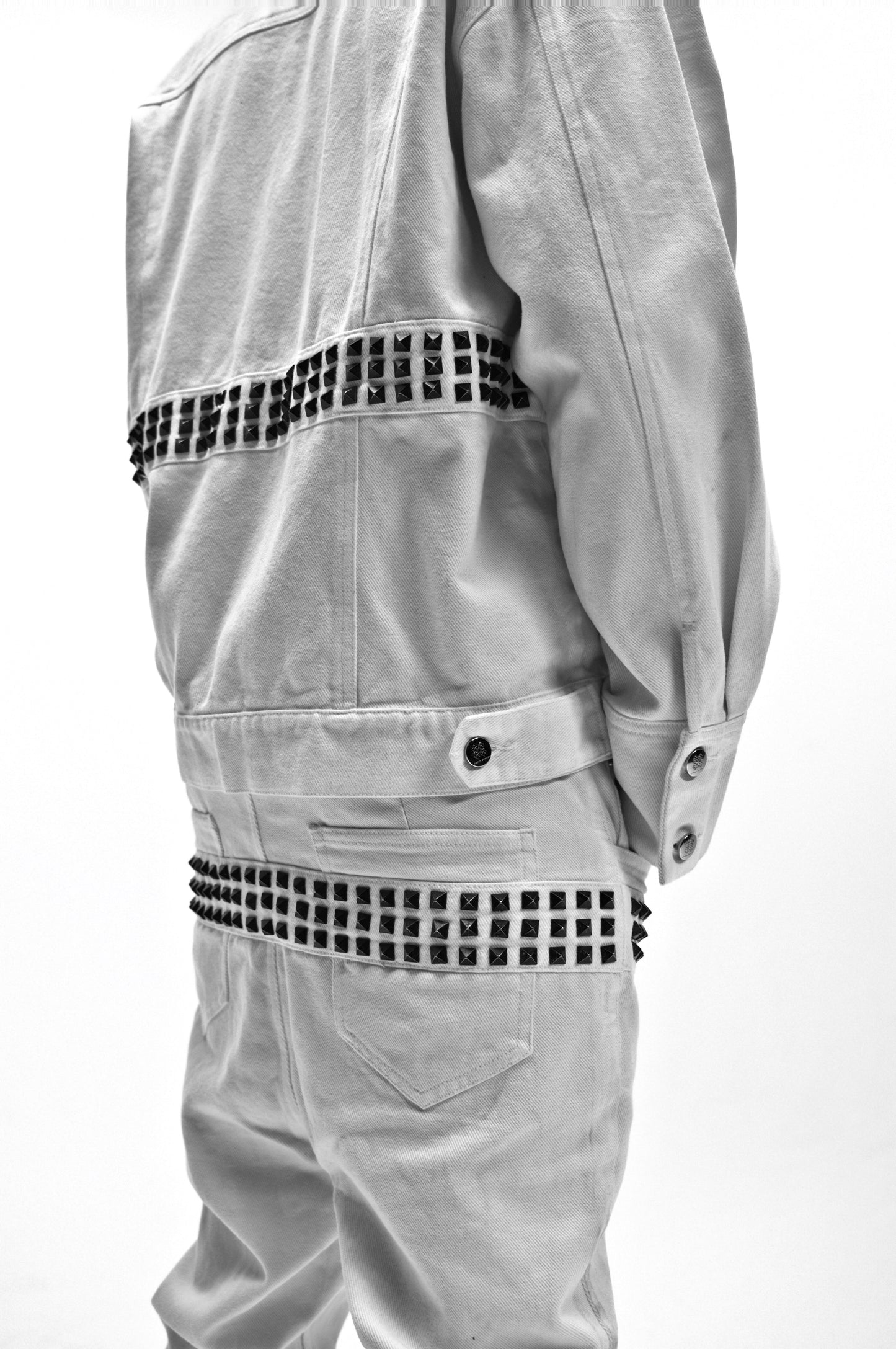 Demaci® Studded Waxed Denim Set (White)