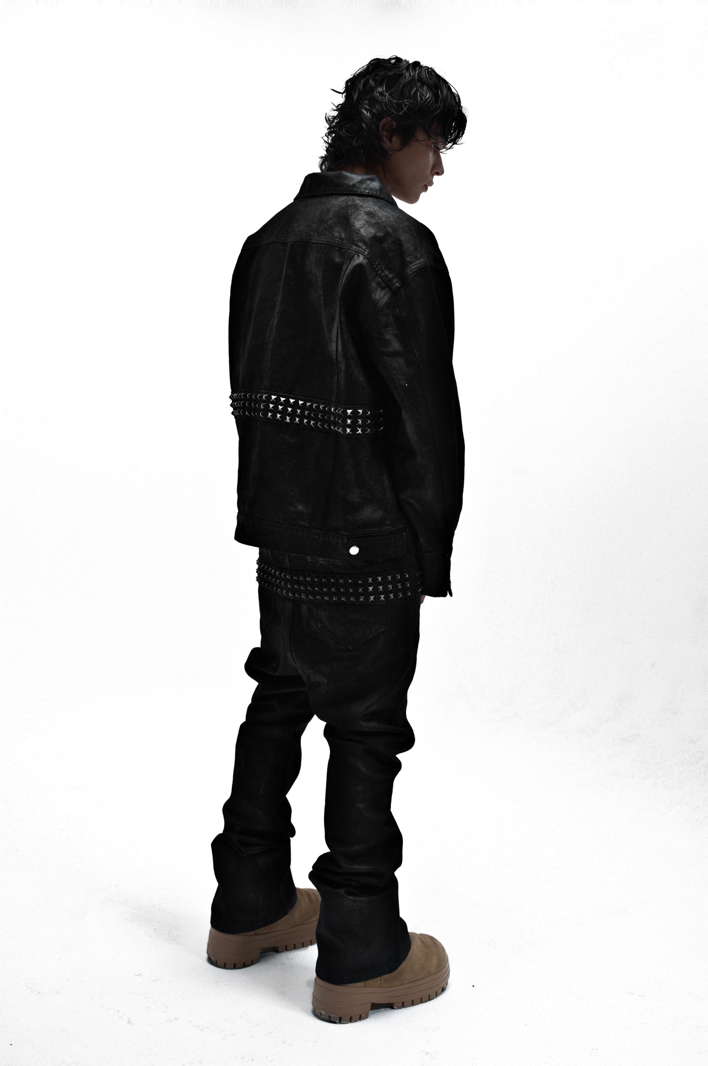 Demaci® Studded Waxed Jeans (Black)