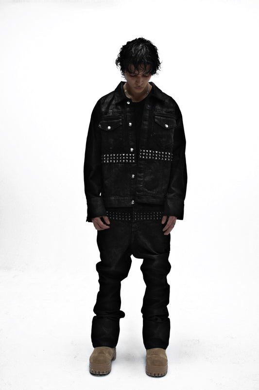 Demaci® Studded Waxed Denim Set (Black)