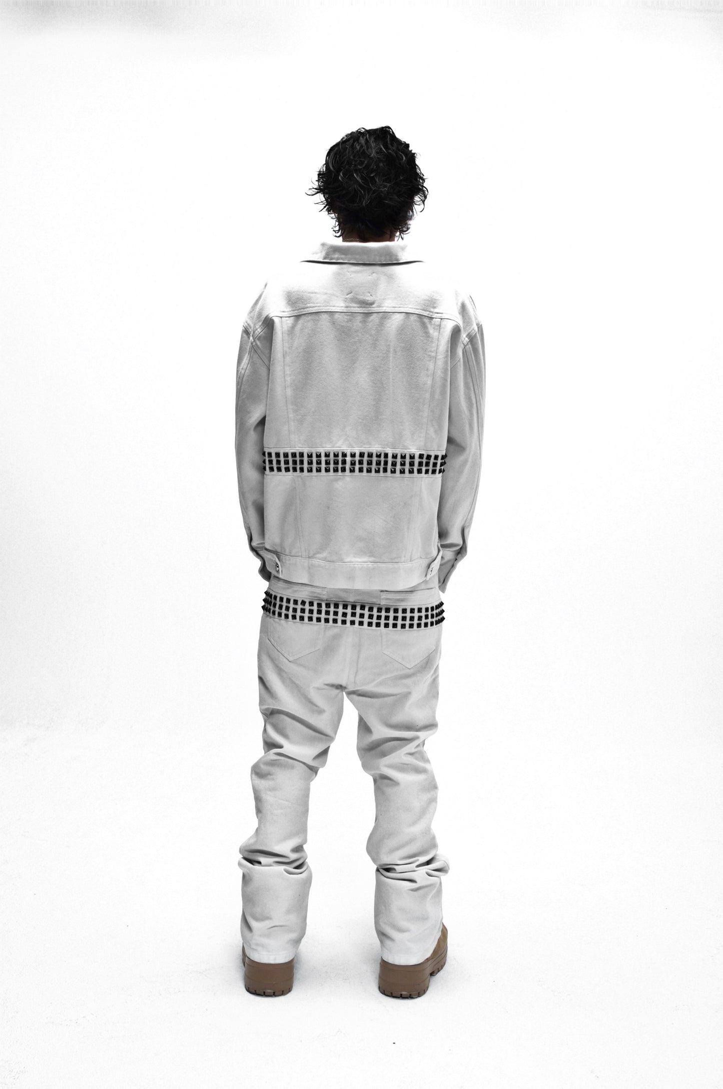 Demaci® Studded Waxed Denim Set (White)