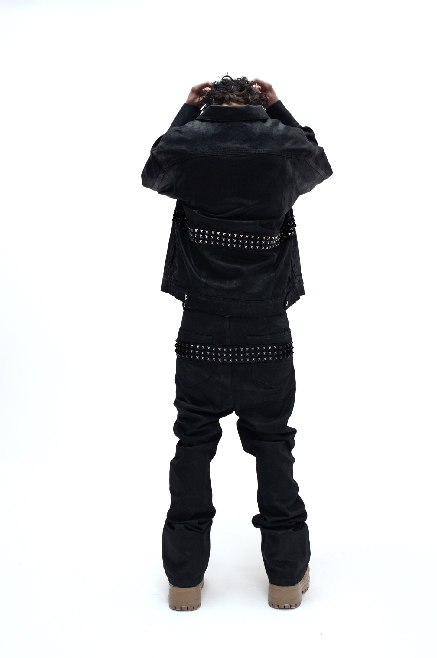 Demaci® Studded Waxed Denim Set (Black)
