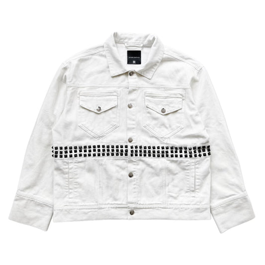 Demaci® Studded Waxed Denim Jacket (White)
