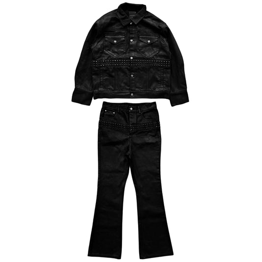 Demaci® Studded Waxed Denim Set (Black)
