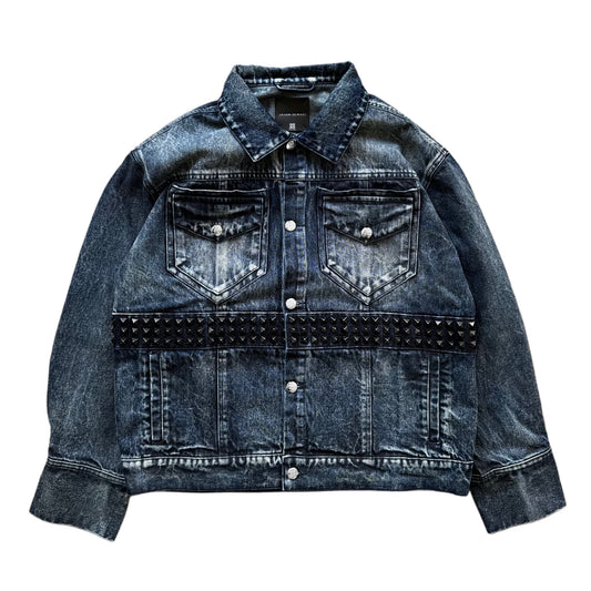 Demaci® Studded Waxed Denim Jacket (Blue)