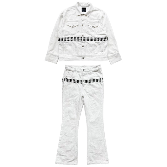 Demaci® Studded Waxed Denim Set (White)