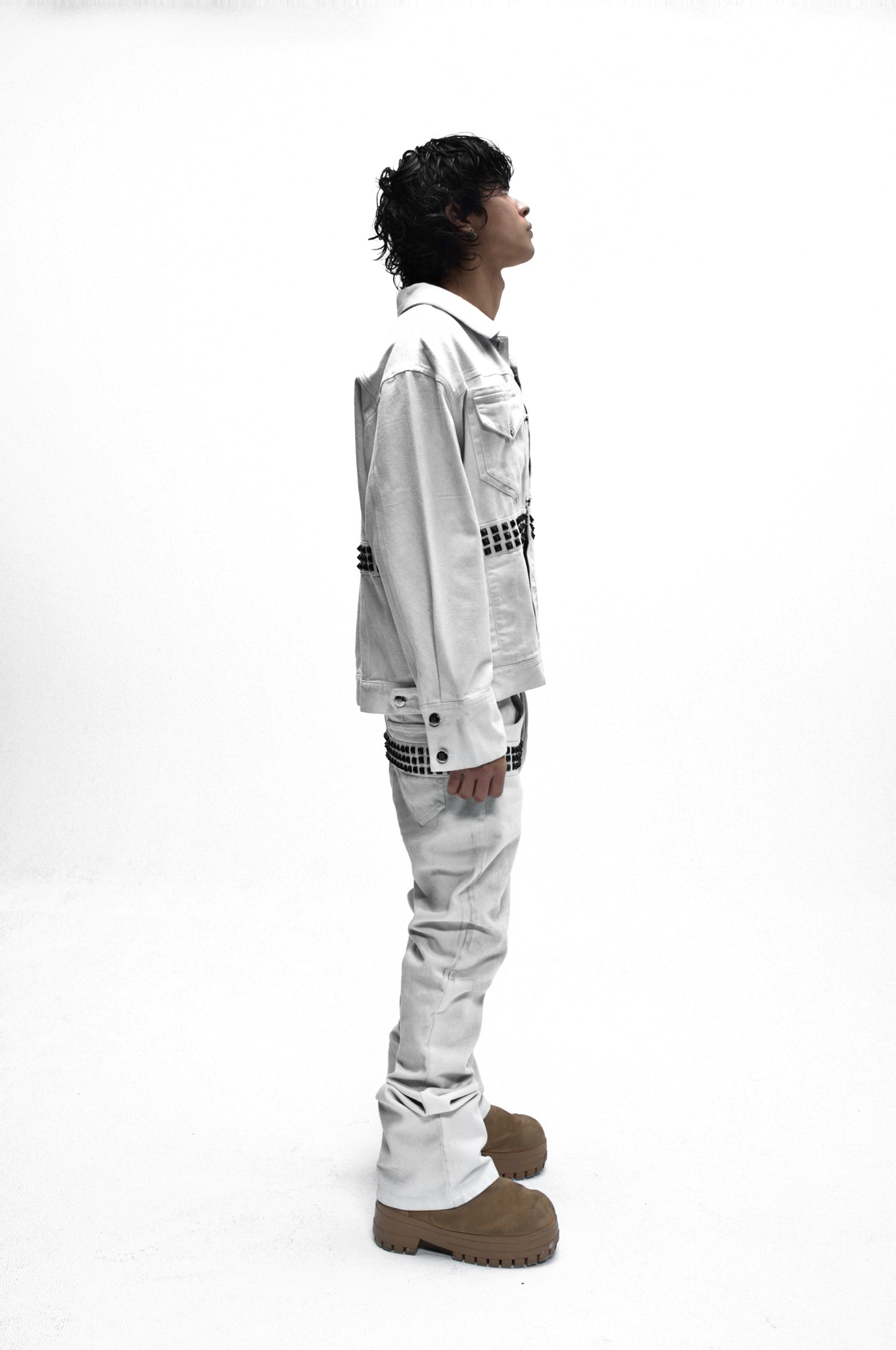 Demaci® Studded Waxed Jeans (White)